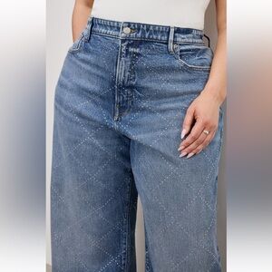 Good American Good Ease Rhinestone Relaxed Wide Leg Jean